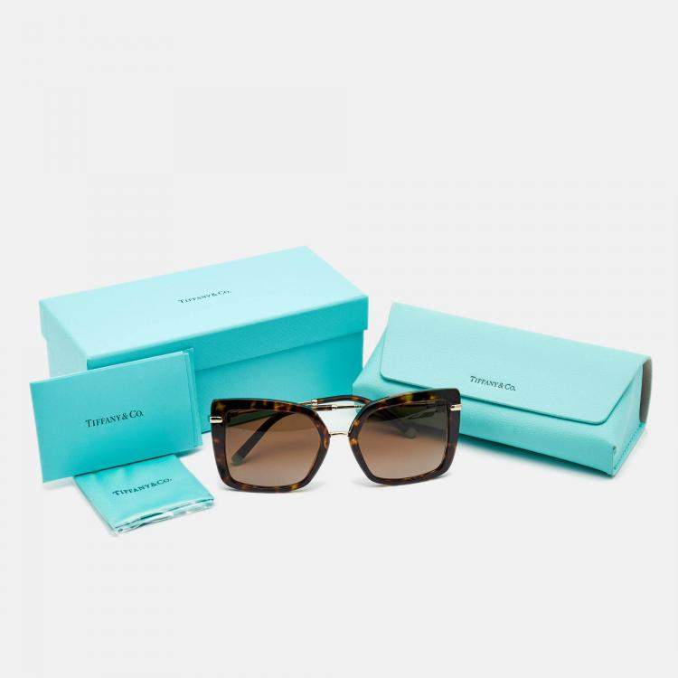 Pre Owned Tiffany & Co. Brown Tortoise Gradient TF 4185 Square Sunglasses