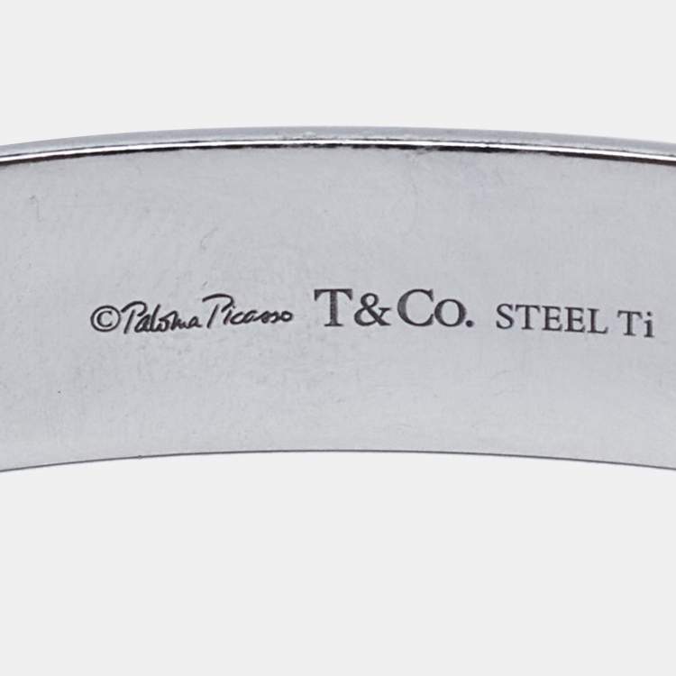 Pre Owned Tiffany & Co. Paloma Picasso Caliper Steel Titanium Cuff Bracelet