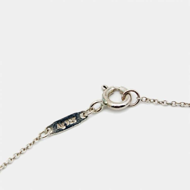 Pre Owned Tiffany & Co. Return to Tiffany Enamel Double Heart Sterling Silver Necklace