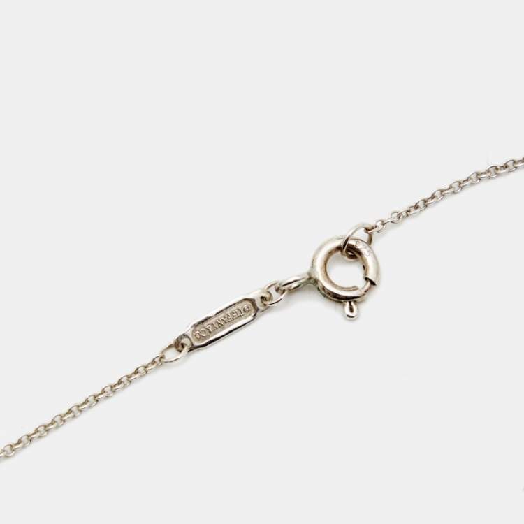 Pre Owned Tiffany & Co. Return to Tiffany Enamel Double Heart Sterling Silver Necklace