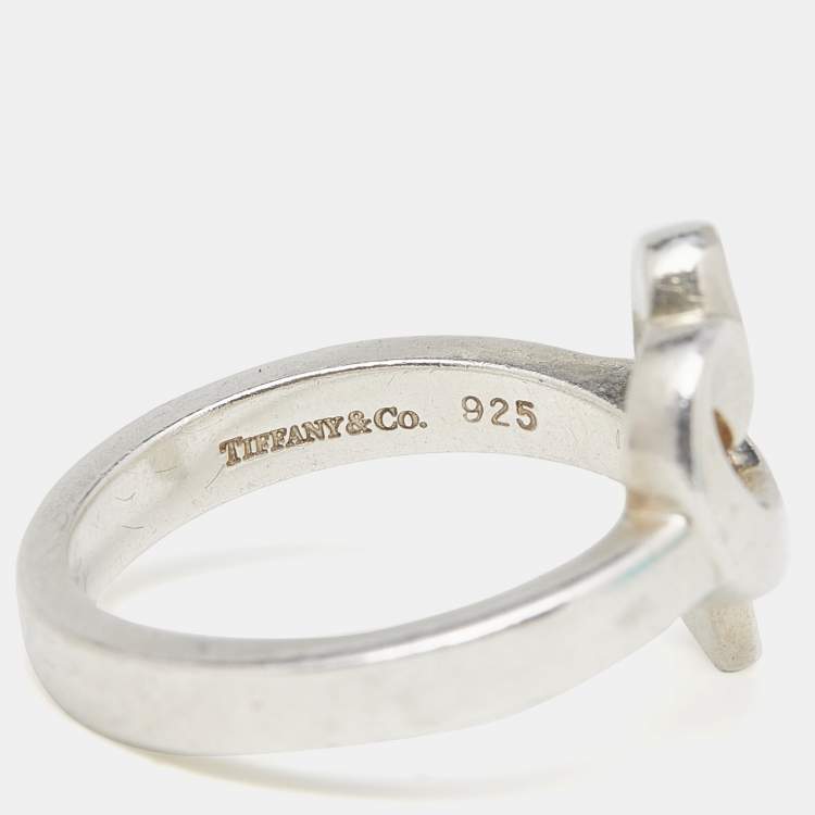 Pre Owned Tiffany & Co. Paloma Picasso Loving Heart Silver Ring Size 53