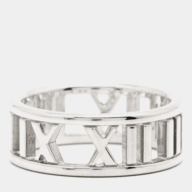 Pre Owned Tiffany & Co. Atlas Sterling Silver Ring Size 49