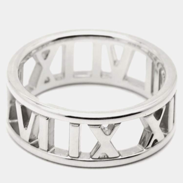 Pre Owned Tiffany & Co. Atlas Sterling Silver Ring Size 49