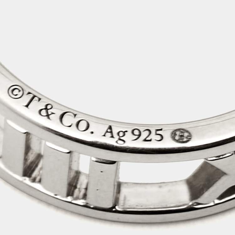 Pre Owned Tiffany & Co. Atlas Sterling Silver Ring Size 49