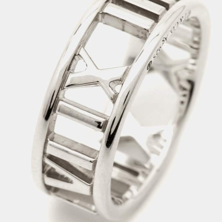 Pre Owned Tiffany & Co. Atlas Sterling Silver Ring Size 49