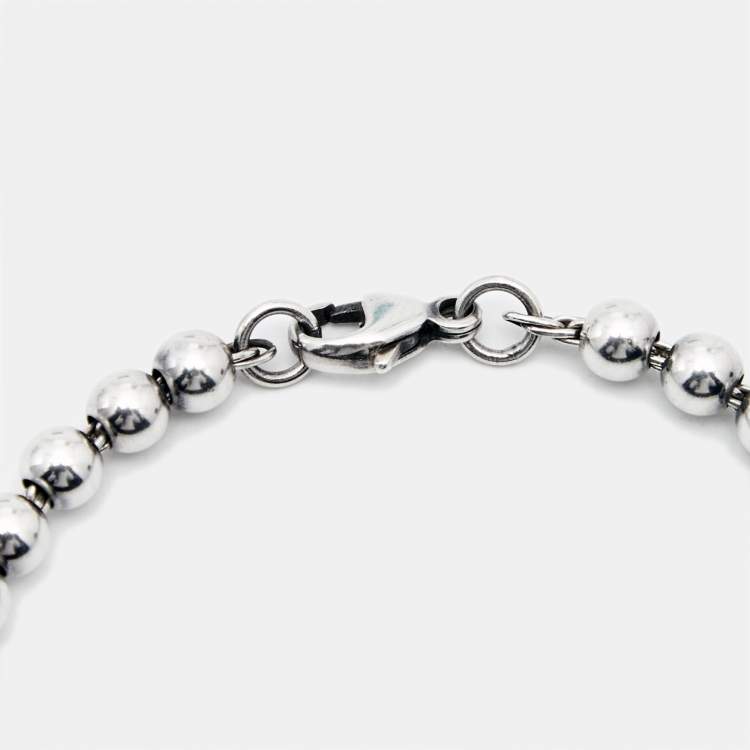 Pre Owned Tiffany & Co. Return To Tiffany Round Tag Sterling Silver Beaded Bracelet