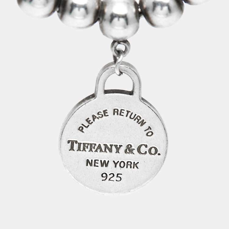 Pre Owned Tiffany & Co. Return To Tiffany Circle Tag Sterling Silver Beaded Bracelet