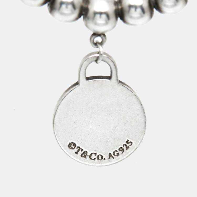 Pre Owned Tiffany & Co. Return To Tiffany Circle Tag Sterling Silver Beaded Bracelet
