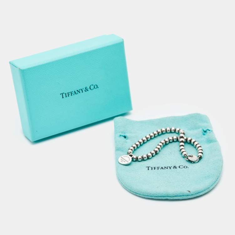 Pre Owned Tiffany & Co. Return To Tiffany Circle Tag Sterling Silver Beaded Bracelet