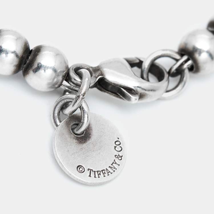 Pre Owned Tiffany & Co. Return To Tiffany Circle Tag Sterling Silver Beaded Bracelet