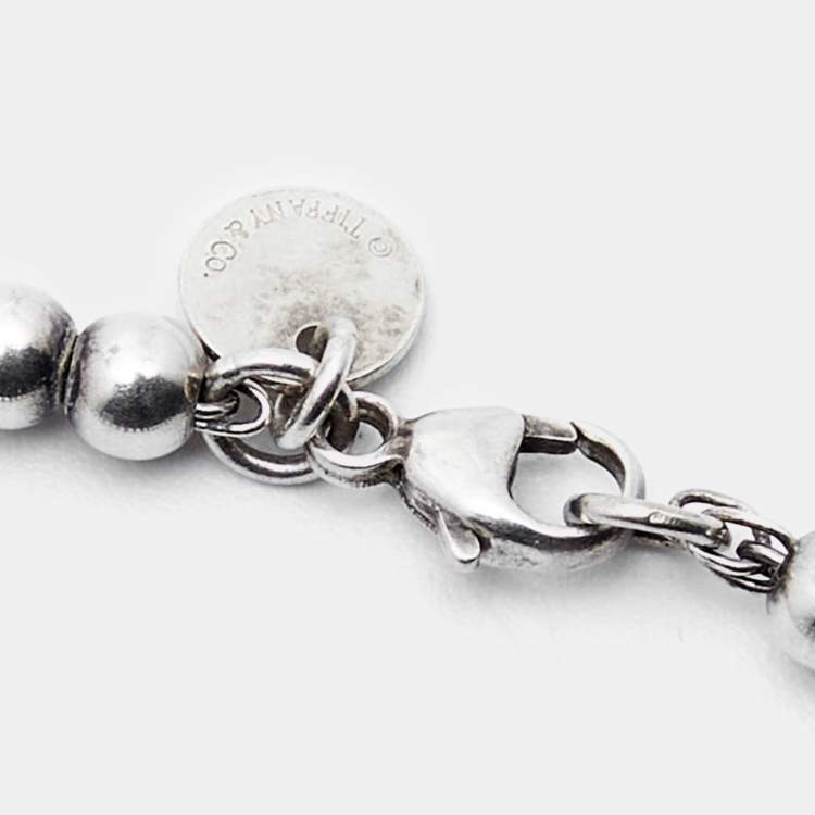 Pre Owned Tiffany & Co. Return to Tiffany Enamel Heart Tag Sterling Silver Beaded Bracelet