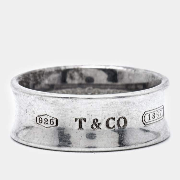 Pre Owned Tiffany & Co. 1837 Sterling Silver Band Ring Size 51