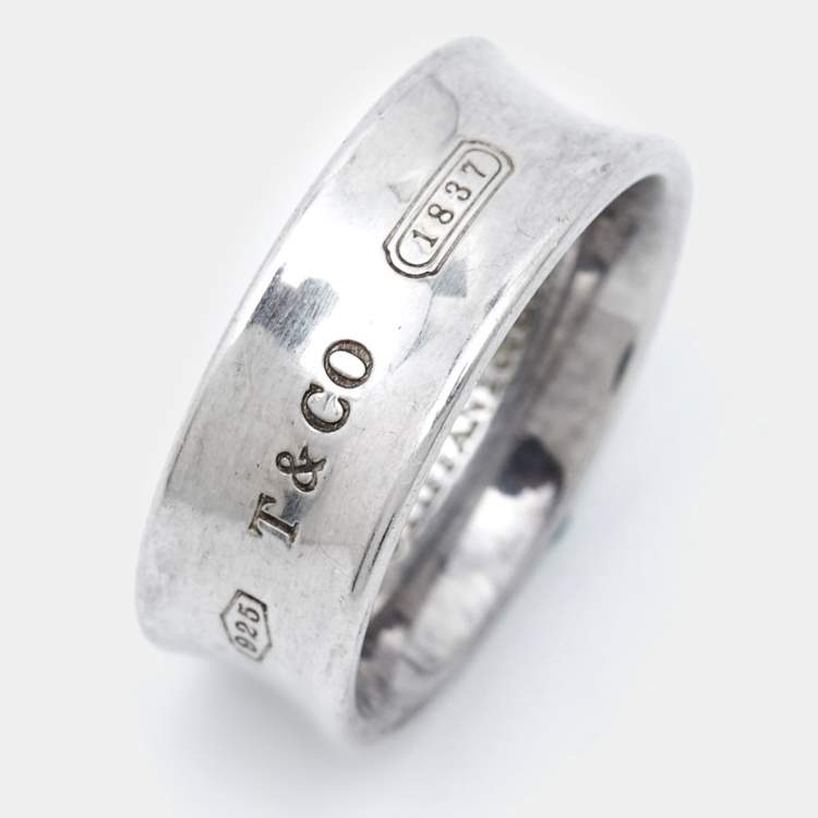 Pre Owned Tiffany & Co. 1837 Sterling Silver Band Ring Size 51