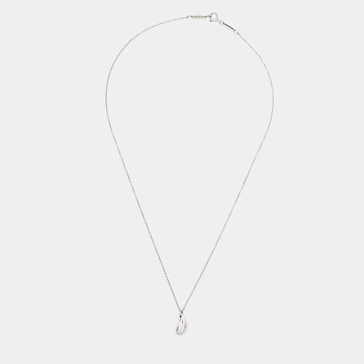 Pre Owned Tiffany & Co. Elsa Peretti Drop Motif Sterling Silver Pendant Necklace