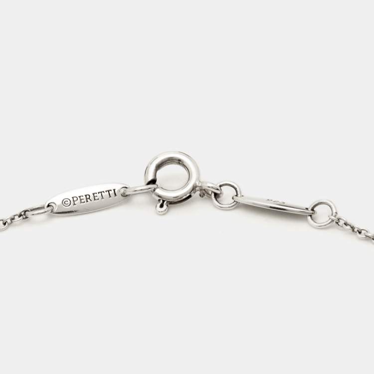 Pre Owned Tiffany & Co. Elsa Peretti Drop Motif Sterling Silver Pendant Necklace