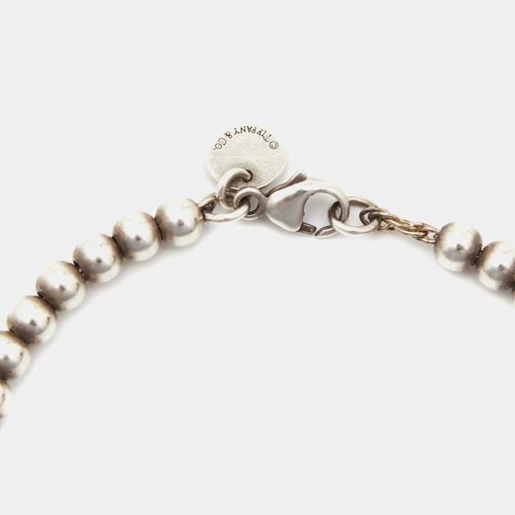 Pre Owned Tiffany & Co. Return To Tiffany Love Heart Tag Enamel Sterling Silver Beaded Bracelet