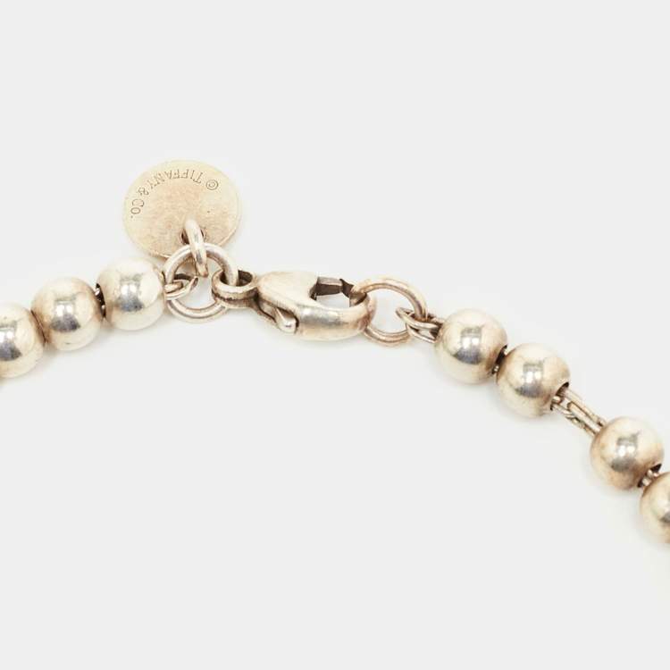 Pre Owned Tiffany & Co. Return to Tiffany Heart Charm Sterling Silver Beaded Bracelet
