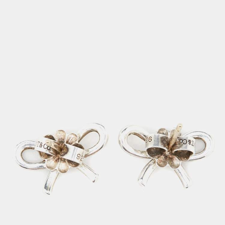 Pre Owned Tiffany & Co. Bow Sterling Silver Stud Earrings 