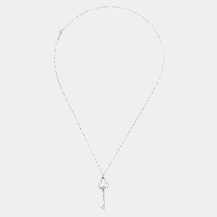 Pre Owned  Tiffany & Co. Trefoil Key Sterling Silver Oval Link Chain Necklace