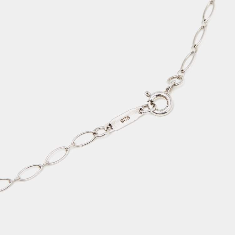 Pre Owned  Tiffany & Co. Trefoil Key Sterling Silver Oval Link Chain Necklace