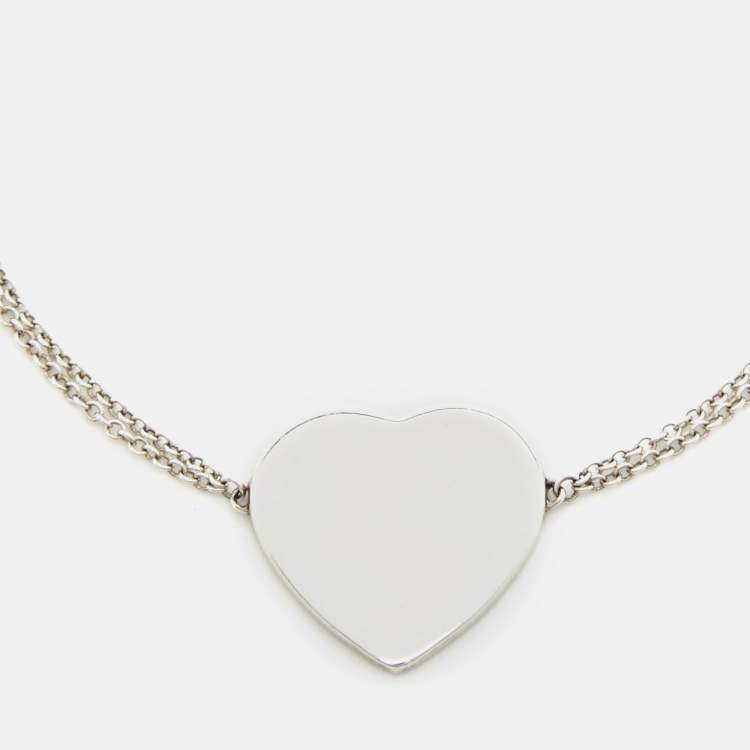 Pre Owned Tiffany & Co. Return To Tiffany Love Heart Tag Diamond Sterling Silver Bracelet