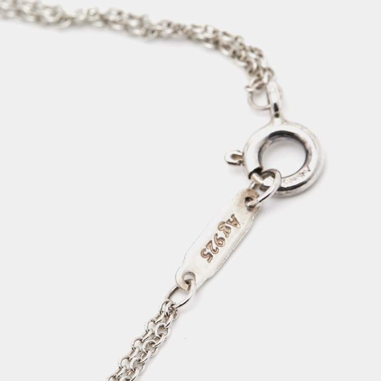 Pre Owned Tiffany & Co. Return To Tiffany Love Heart Tag Diamond Sterling Silver Bracelet