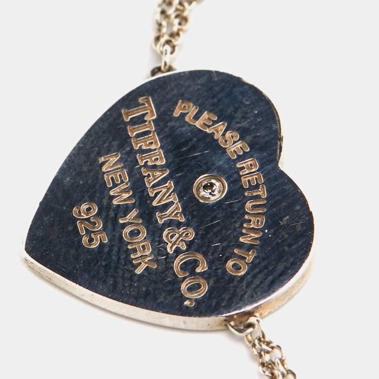 Pre Owned Tiffany & Co. Return To Tiffany Love Heart Tag Diamond Sterling Silver Bracelet