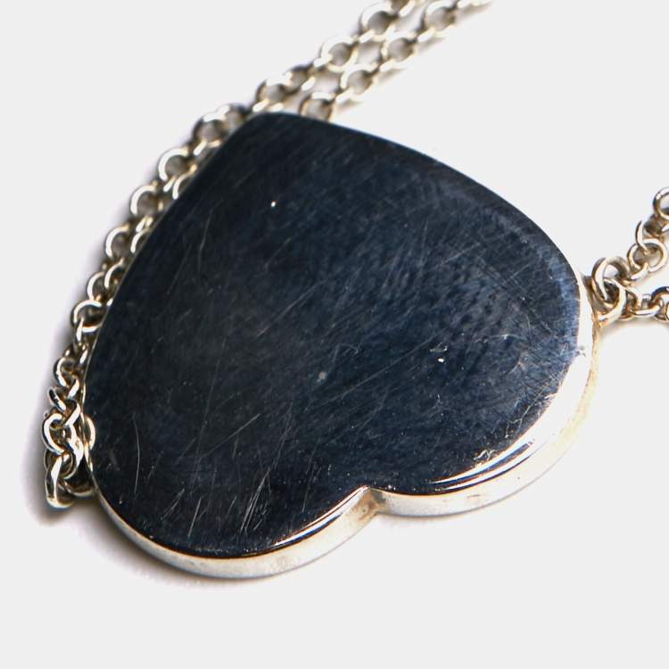 Pre Owned Tiffany & Co. Return To Tiffany Love Heart Tag Diamond Sterling Silver Bracelet