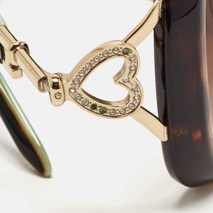Pre Owned Tiffany & Co. Brown/Blue Gradient TF 4055 Heart Key Crystals Oversized Sunglasses
