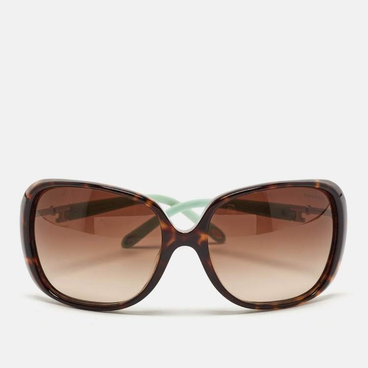 Pre Owned Tiffany & Co. Brown/Blue Gradient TF 4055 Heart Key Crystals Oversized Sunglasses