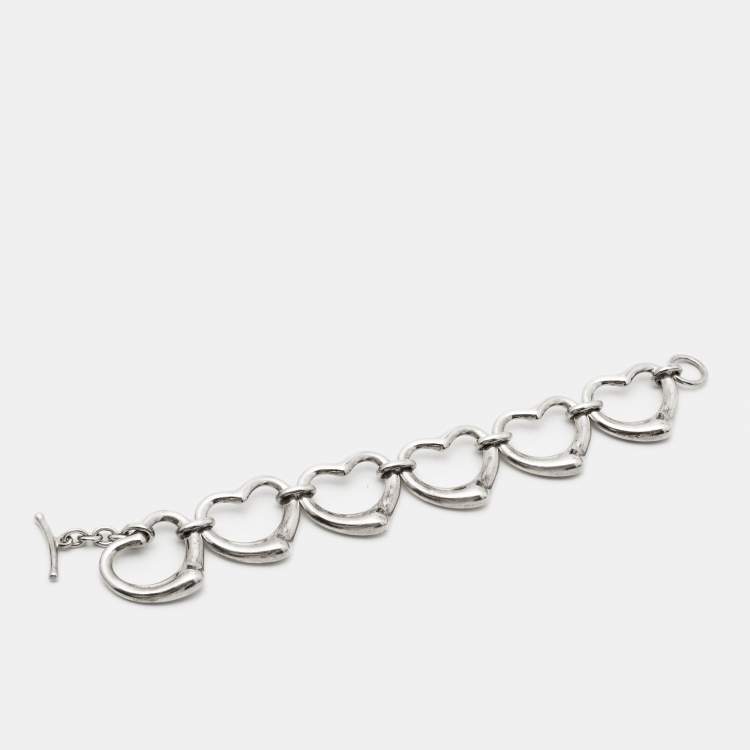 Pre Owned Tiffany & Co. Elsa Peretti Open Heart Sterling Silver Bracelet
