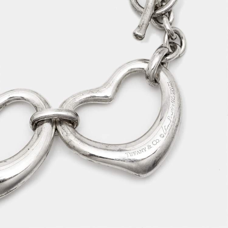 Pre Owned Tiffany & Co. Elsa Peretti Open Heart Sterling Silver Bracelet