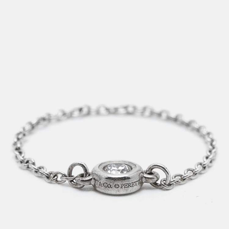 Pre Owned Tiffany & Co. Elsa Peretti Diamonds by the Yard Sterling Silver Ring Size 57