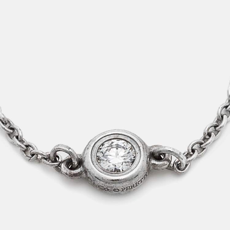 Pre Owned Tiffany & Co. Elsa Peretti Diamonds by the Yard Sterling Silver Ring Size 57