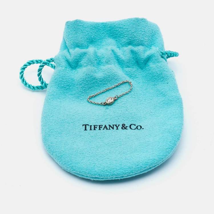 Pre Owned Tiffany & Co. Elsa Peretti Diamonds by the Yard Sterling Silver Ring Size 57