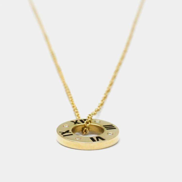 Pre Owned Tiffany & Co. 18K Yellow Gold and Diamond Atlas Pendant Necklace