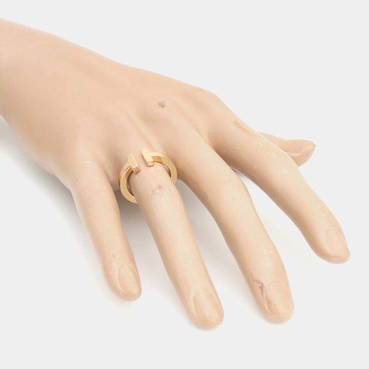 Pre Owned Tiffany & Co. 18K Rose Gold T Square Ring EU 49