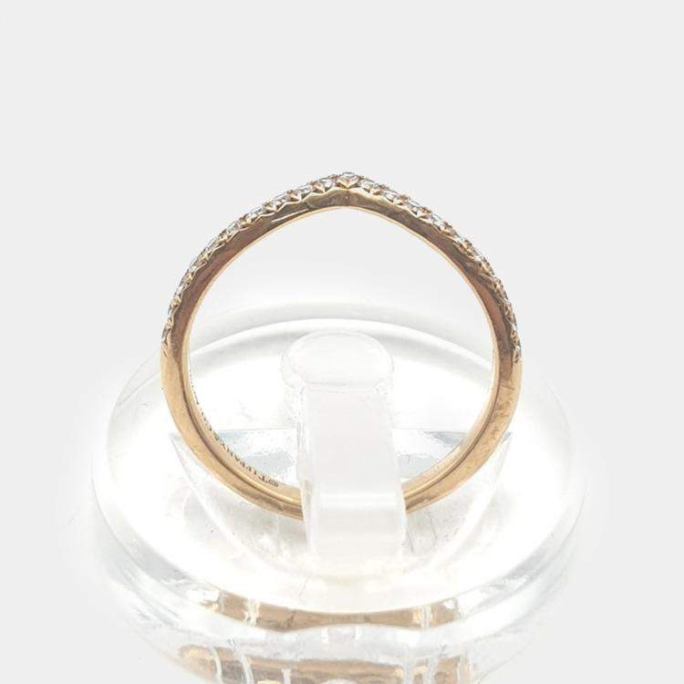 Pre Owned Tiffany & Co. 18K Rose Gold Diamonds Soleste V Ring EU 53