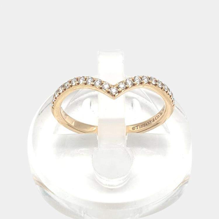 Pre Owned Tiffany & Co. 18K Rose Gold Diamonds Soleste V Ring EU 53