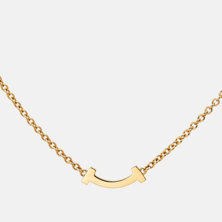 Pre Owned Tiffany & Co. T Smile Mini Diamond 18k Yellow Gold Bracelet