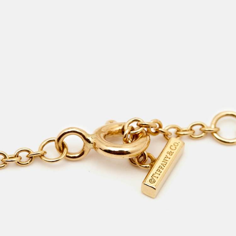 Pre Owned Tiffany & Co. T Smile Mini Diamond 18k Yellow Gold Bracelet