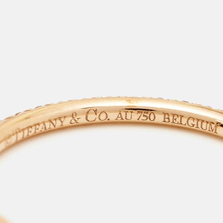 Pre Owned Tiffany & Co. Tiffany Metro Diamond 18k Rose Gold Ring Size 53