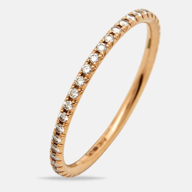 Pre Owned Tiffany & Co. Tiffany Metro Diamond 18k Rose Gold Ring Size 53