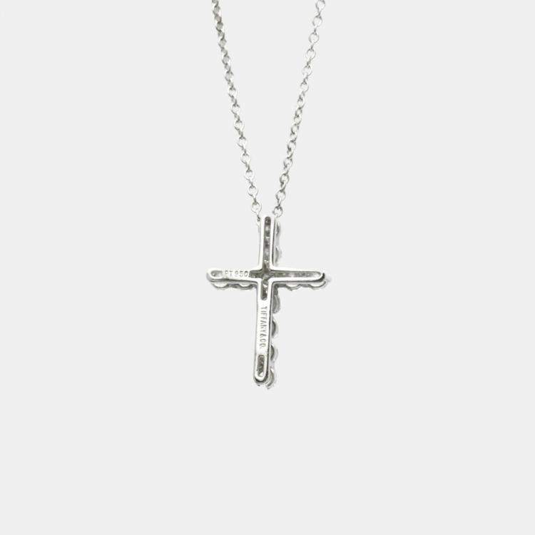 Pre Owned Tiffany & Co. Platinum and Diamond Cross Pendant Necklace