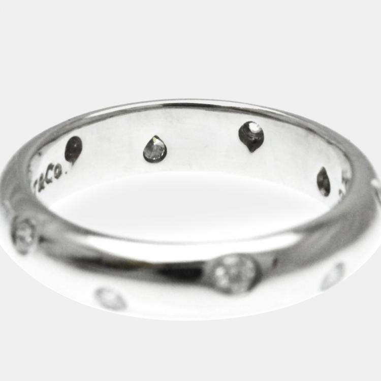 Pre Owned Tiffany & Co. Platinum and Diamond Etoile Band Ring EU 51