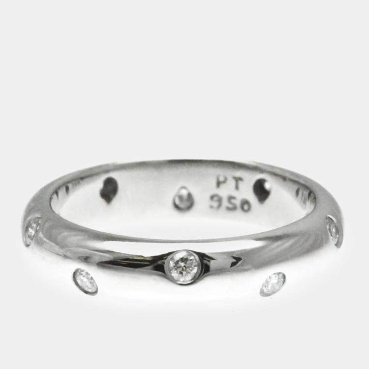 Pre Owned Tiffany & Co. Platinum and Diamond Etoile Band Ring EU 51