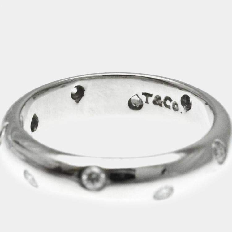 Pre Owned Tiffany & Co. Platinum and Diamond Etoile Band Ring EU 51