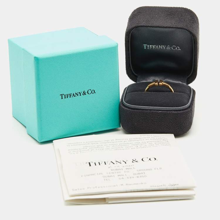 Pre Owned Tiffany & Co. Tiffany T Wire 18k Rose Gold Ring Size 53