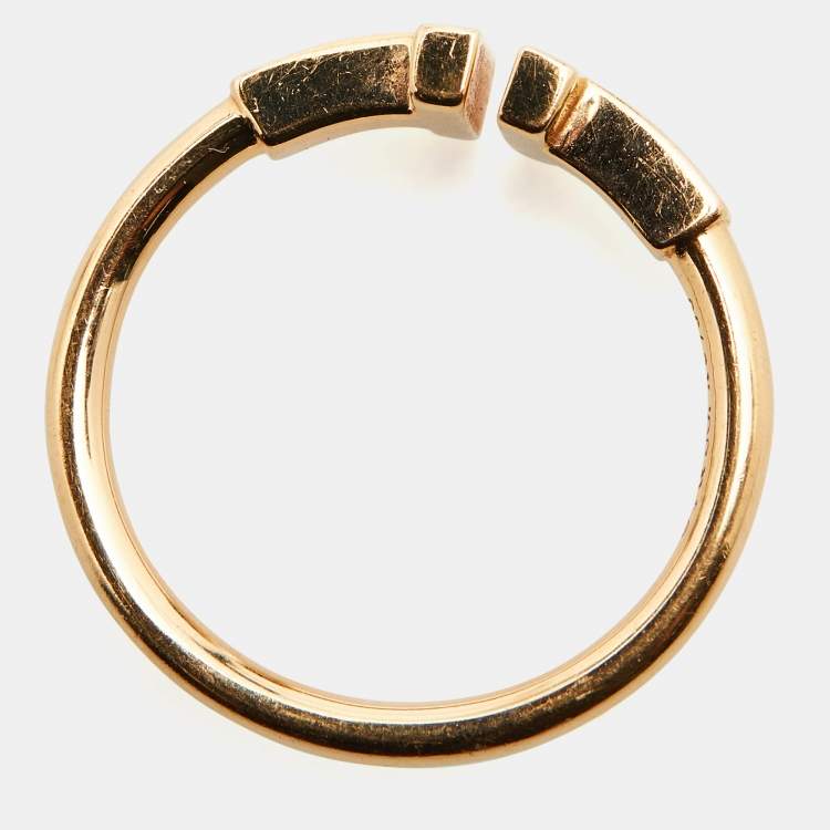 Pre Owned Tiffany & Co. Tiffany T Wire 18k Rose Gold Ring Size 53