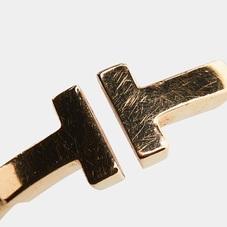 Pre Owned Tiffany & Co. Tiffany T Wire 18k Rose Gold Ring Size 53